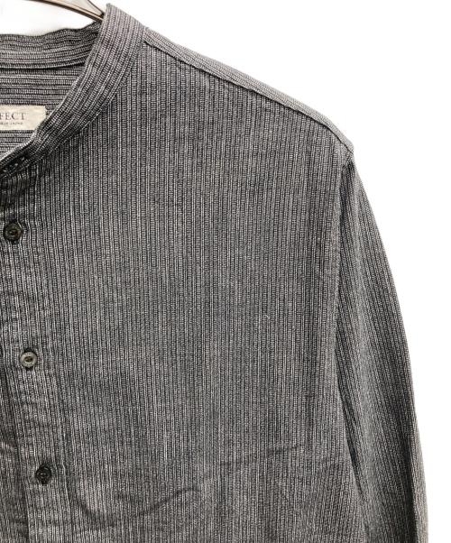 nestrobe confect（ネストローブ コンフェクト）nestrobe confect (ネストローブ コンフェクト) 先染めコットン 杢ストライプ バンドカラーシャツ グレー サイズ:3の古着・服飾アイテム