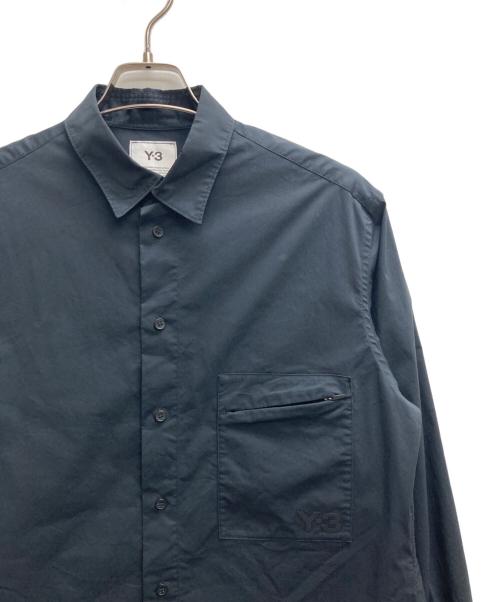Y-3（ワイスリー）Y-3 (ワイスリー) チェストロゴ ボタンダウンシャツ ブラック サイズ:Sの古着・服飾アイテム