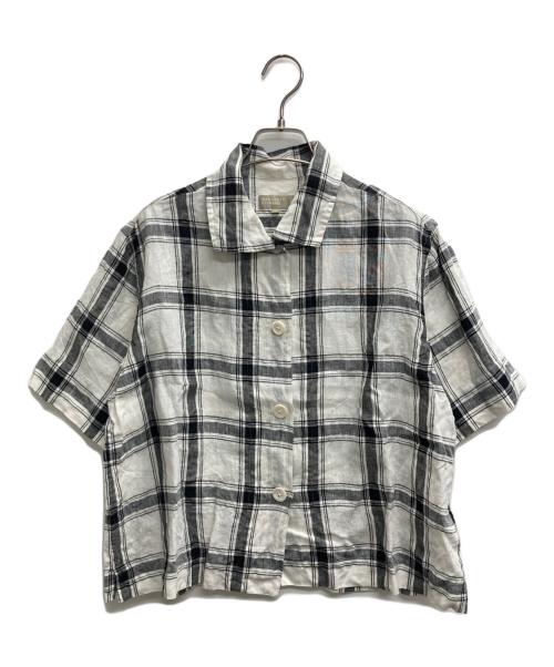 MARGARET HOWELL（マーガレットハウエル）MARGARET HOWELL (マーガレットハウエル) リネンチェックシャツ ホワイト サイズ:1の古着・服飾アイテム
