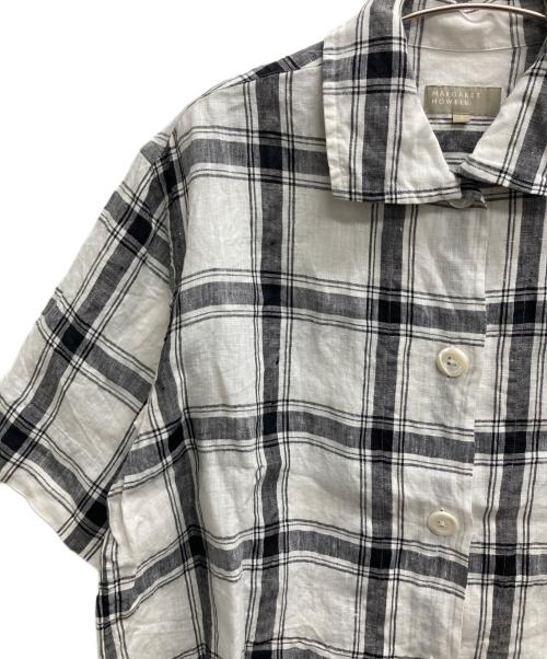 MARGARET HOWELL（マーガレットハウエル）MARGARET HOWELL (マーガレットハウエル) リネンチェックシャツ ホワイト サイズ:1の古着・服飾アイテム