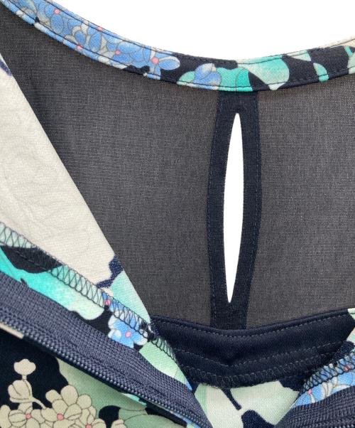 LEONARD FASHION（レオナールファッション）LEONARD FASHION (レオナールファッション) カンカン素材薔薇柄ワンピース ネイビー サイズ:40の古着・服飾アイテム