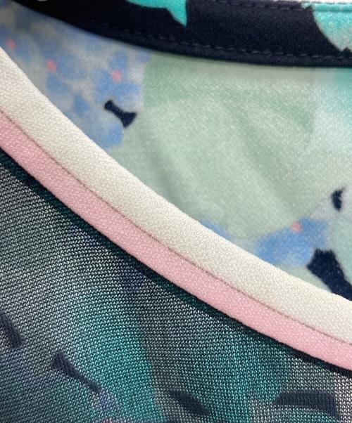 LEONARD FASHION（レオナールファッション）LEONARD FASHION (レオナールファッション) カンカン素材薔薇柄ワンピース ネイビー サイズ:40の古着・服飾アイテム