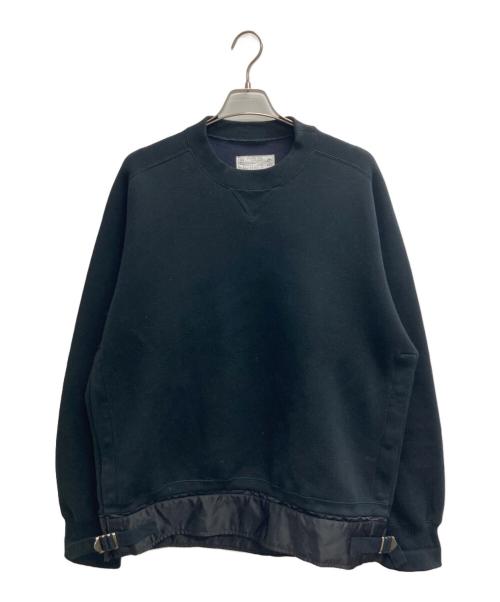 sacai（サカイ）sacai (サカイ) Nylon Twill Sponge Sweat Crew Sweat ブラック サイズ:3の古着・服飾アイテム