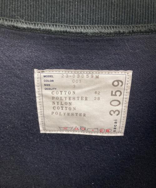 sacai（サカイ）sacai (サカイ) Nylon Twill Sponge Sweat Crew Sweat ブラック サイズ:3の古着・服飾アイテム