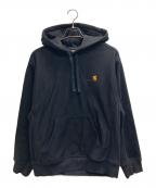 CarHarttカーハート）の古着「HOODED AMERICAN SCRIPT SWEATSHIRT」｜ブラック