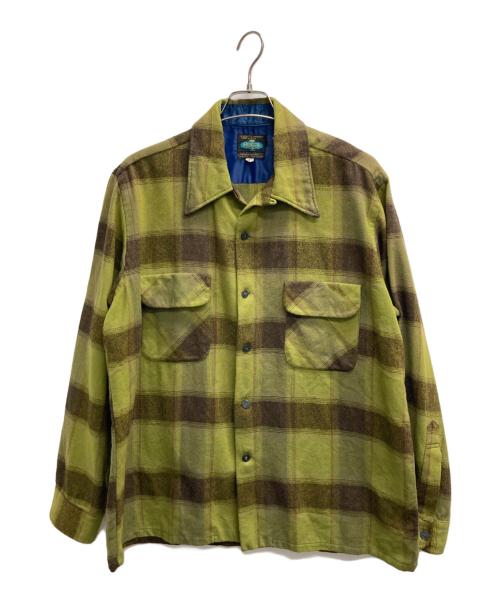 REGAL（リーガル）REGAL (リーガル) チェックフラップオープンカラーシャツ グリーン サイズ:Lの古着・服飾アイテム