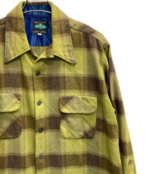 REGAL（リーガル）REGAL (リーガル) チェックフラップオープンカラーシャツ グリーン サイズ:Lの古着・服飾アイテム