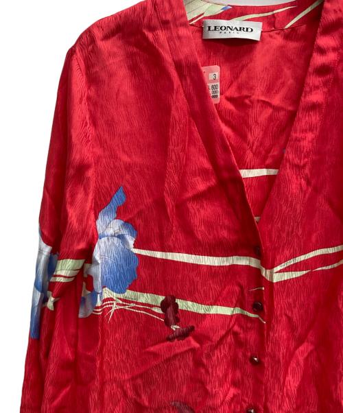 LEONARD（レオナール）LEONARD (レオナール) 総柄シルクワンピース レッド サイズ:36の古着・服飾アイテム