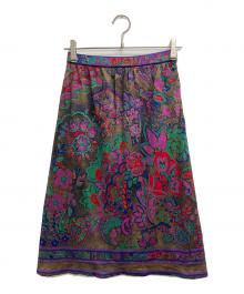 LEONARD（レオナール）の古着「シルク混総柄スカート」｜ブラウン