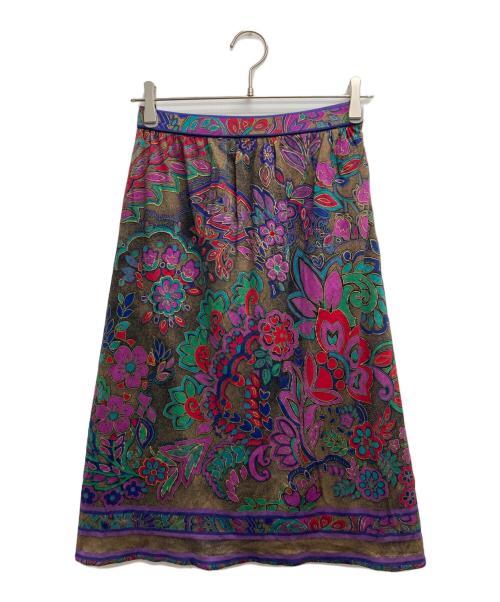 LEONARD（レオナール）LEONARD (レオナール) シルク混総柄スカート ブラウン サイズ:66の古着・服飾アイテム