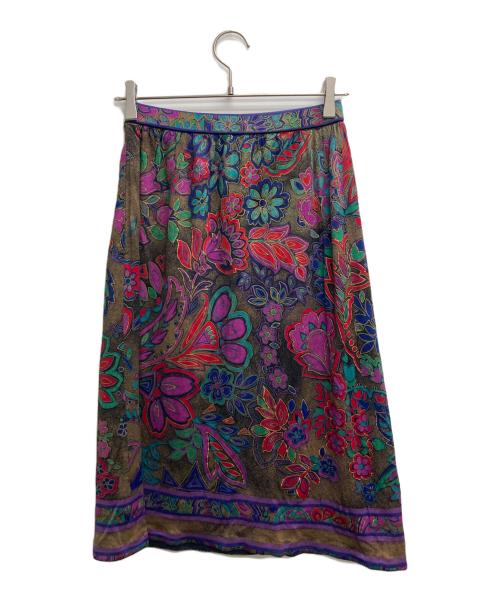 LEONARD（レオナール）LEONARD (レオナール) シルク混総柄スカート ブラウン サイズ:66の古着・服飾アイテム