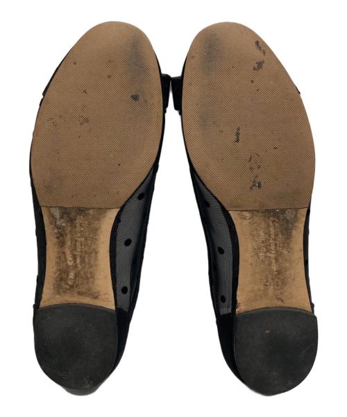 Salvatore Ferragamo（サルヴァトーレ フェラガモ）Salvatore Ferragamo (サルヴァトーレ フェラガモ) ヴァラリボンシースルードットバレエシューズ ブラック サイズ:5　1/2Dの古着・服飾アイテム