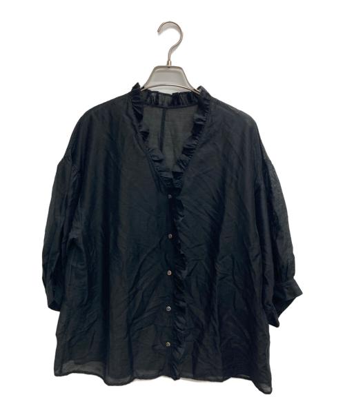 SLOBE IENA（スローブ イエナ）SLOBE IENA (スローブ イエナ) カールマイヤーミニフリル 5分袖ブラウス ブラック サイズ:記載無しの古着・服飾アイテム