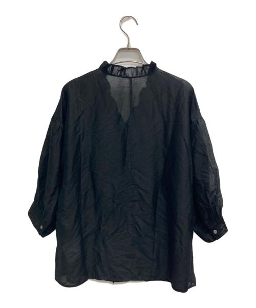 SLOBE IENA（スローブ イエナ）SLOBE IENA (スローブ イエナ) カールマイヤーミニフリル 5分袖ブラウス ブラック サイズ:記載無しの古着・服飾アイテム