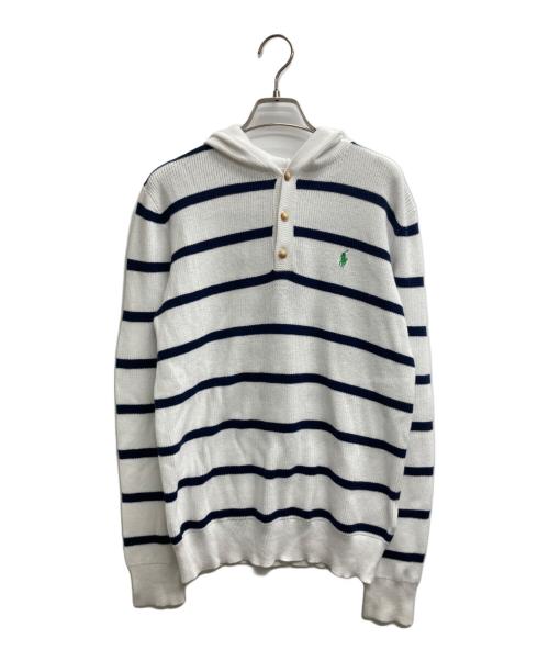 POLO RALPH LAUREN（ポロ・ラルフローレン）POLO RALPH LAUREN (ポロ・ラルフローレン) ボーダーニットパーカー ホワイト サイズ:XLの古着・服飾アイテム