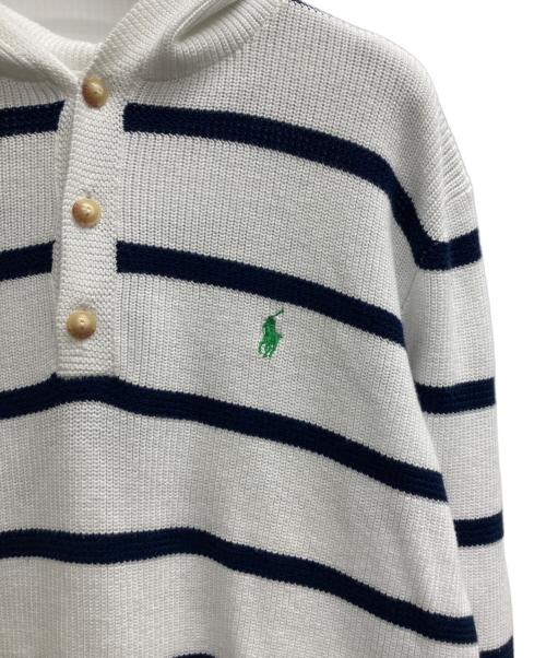 POLO RALPH LAUREN（ポロ・ラルフローレン）POLO RALPH LAUREN (ポロ・ラルフローレン) ボーダーニットパーカー ホワイト サイズ:XLの古着・服飾アイテム