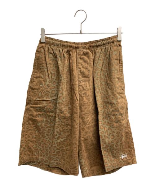 stussy（ステューシー）stussy (ステューシー) ロゴ刺繍レオパードショーツ ブラウン サイズ:Lの古着・服飾アイテム