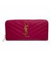 Saint Laurent Paris（サンローランパリ）の古着「Vステッチレザー ラウンドジップウォレット」｜ピンク