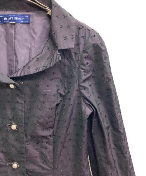 M'S GRACY（エムズグレイシー）M'S GRACY (エムズグレイシー) パール釦コート パープル サイズ:3の古着・服飾アイテム