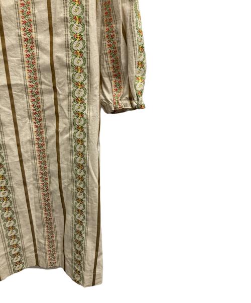 45R（フォーティファイブ・アール）45R (フォーティファイブ・アール) ハケ目のフラワージャカードドレス ベージュの古着・服飾アイテム