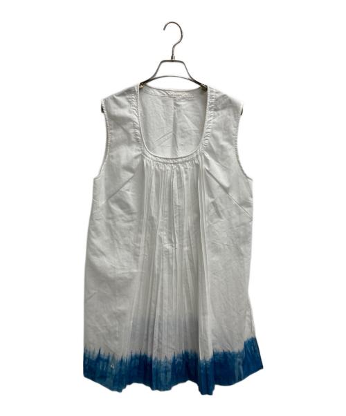 45R（フォーティファイブ・アール）45R (フォーティファイブ・アール) グラデーションプリーツブラウス ホワイト×ブルー サイズ:2の古着・服飾アイテム