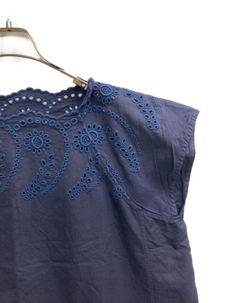 45R（フォーティファイブ・アール）45R (フォーティファイブ・アール) オックスフォードのカットワークノースリーブブラウス ネイビー サイズ:表記無しの古着・服飾アイテム