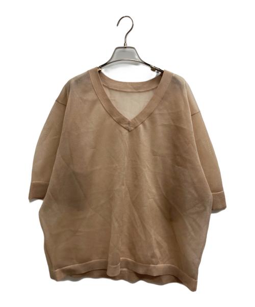 CLANE（クラネ）CLANE (クラネ) SHEER V NECK KNIT TOPS ベージュ サイズ:1の古着・服飾アイテム
