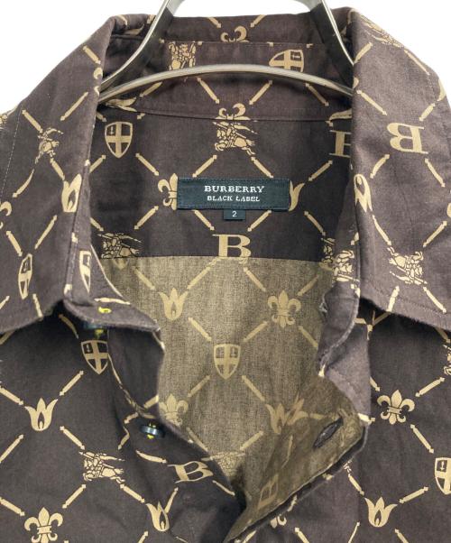 BURBERRY BLACK LABEL（バーバリーブラックレーベル）BURBERRY BLACK LABEL (バーバリーブラックレーベル) 総柄シャツ ブラウン サイズ:2の古着・服飾アイテム