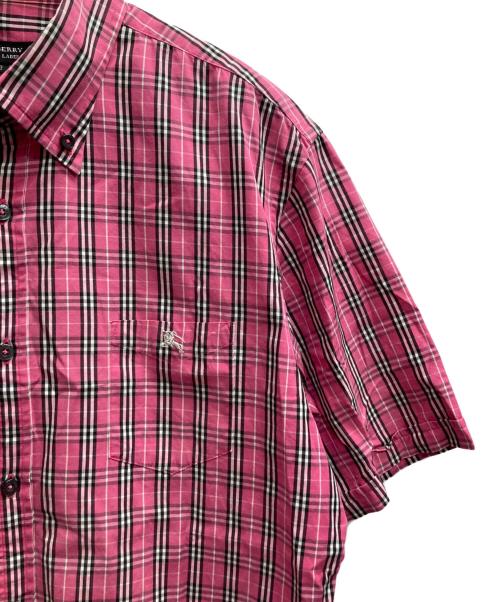 BURBERRY BLACK LABEL（バーバリーブラックレーベル）BURBERRY BLACK LABEL (バーバリーブラックレーベル) 半袖チェックシャツ ピンク サイズ:Lの古着・服飾アイテム