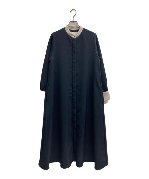 SHIPS any（シップスエニィ）SHIPS any (シップスエニィ) ダブルクロス Aライン シャツワンピース ネイビー サイズ:Freeの古着・服飾アイテム