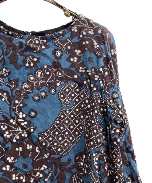 45R（フォーティファイブ・アール）45R (フォーティファイブ・アール) インドカディ更紗のブロックプリントブラウス ネイビー×ブラウン サイズ:不明（実寸サイズをご確認ください）の古着・服飾アイテム