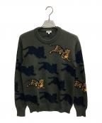 KENZOケンゾー）の古着「Allover Jumping Tiger Jumper」｜カーキ