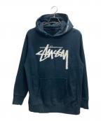 stussyステューシー）の古着「プリントパーカー」｜ネイビー
