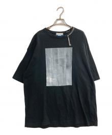 MAISON SPECIAL（メゾンスペシャル）の古着「アブストラクトハンドプリントオーバーサイズステッチクルーネックTシャツ」｜ブラック