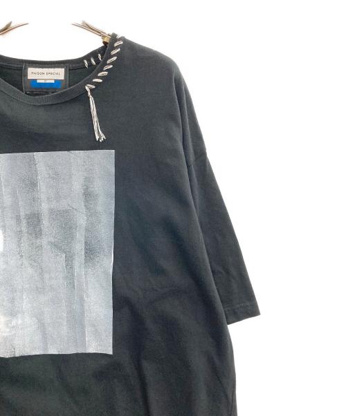 MAISON SPECIAL（メゾンスペシャル）MAISON SPECIAL (メゾンスペシャル) アブストラクトハンドプリントオーバーサイズステッチクルーネックTシャツ ブラック サイズ:1の古着・服飾アイテム
