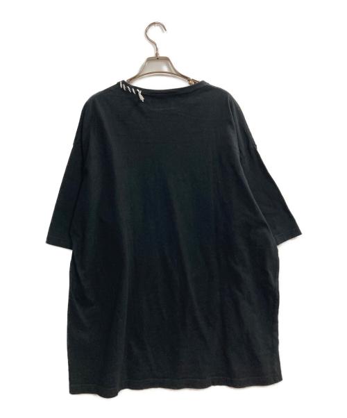 MAISON SPECIAL（メゾンスペシャル）MAISON SPECIAL (メゾンスペシャル) アブストラクトハンドプリントオーバーサイズステッチクルーネックTシャツ ブラック サイズ:1の古着・服飾アイテム