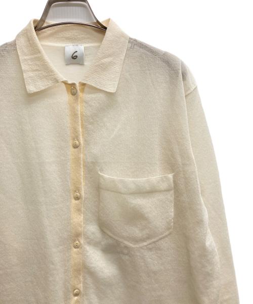 6(ROKU) BEAUTY&YOUTH（ロク ビューティーアンドユース）6(ROKU) BEAUTY&YOUTH (ロク ビューティーアンドユース) シアーカラーポイント ニット シャツカーディガン アイボリー サイズ:記載なしの古着・服飾アイテム