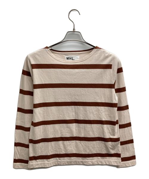 MHL（エムエイチエル）MHL (エムエイチエル) ボーダーカットソー ブラウン サイズ:２の古着・服飾アイテム