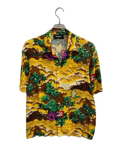DSQUARED2（ディースクエアード）DSQUARED2 (ディースクエアード) 18SS ベルテッド ショートスリーブ レーヨンアロハシャツ イエロー サイズ:４６の古着・服飾アイテム