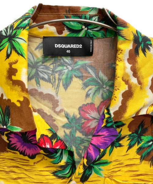 DSQUARED2（ディースクエアード）DSQUARED2 (ディースクエアード) 18SS ベルテッド ショートスリーブ レーヨンアロハシャツ イエロー サイズ:４６の古着・服飾アイテム