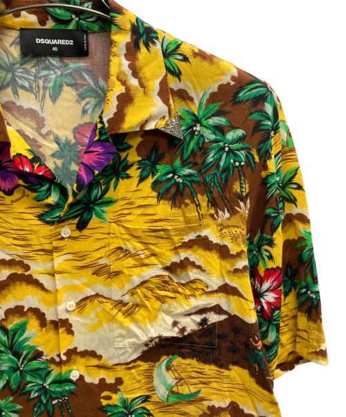 DSQUARED2（ディースクエアード）DSQUARED2 (ディースクエアード) 18SS ベルテッド ショートスリーブ レーヨンアロハシャツ イエロー サイズ:４６の古着・服飾アイテム