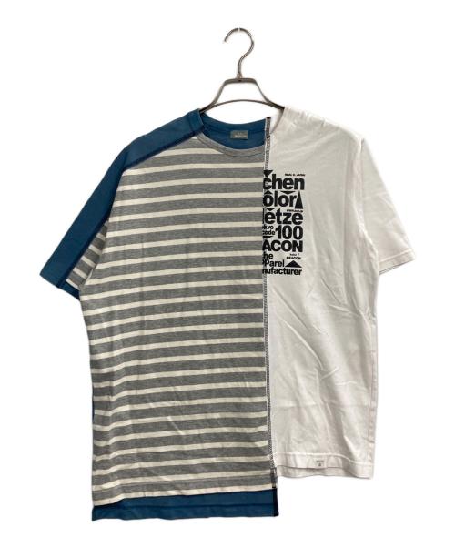 kolor/BEACON（カラービーコン）kolor/BEACON (カラービーコン) ハイゲージ天竺アシンメトリーBIG TEE ホワイト×ブルー サイズ:2の古着・服飾アイテム
