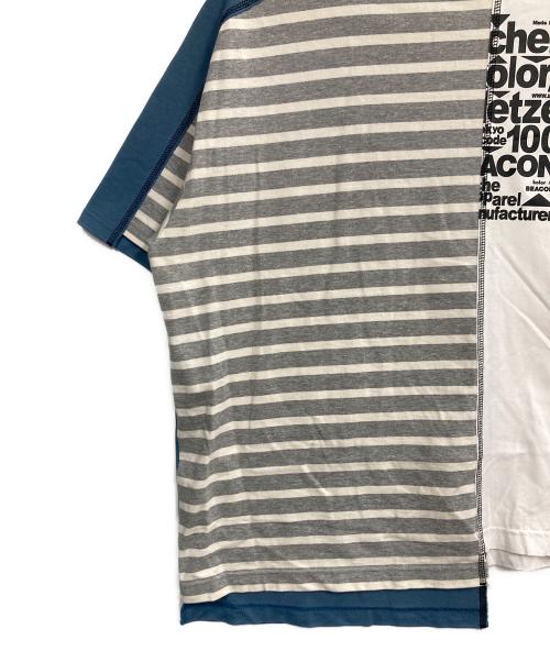 kolor/BEACON（カラービーコン）kolor/BEACON (カラービーコン) ハイゲージ天竺アシンメトリーBIG TEE ホワイト×ブルー サイズ:2の古着・服飾アイテム