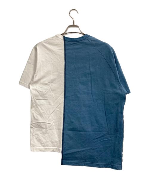 kolor/BEACON（カラービーコン）kolor/BEACON (カラービーコン) ハイゲージ天竺アシンメトリーBIG TEE ホワイト×ブルー サイズ:2の古着・服飾アイテム