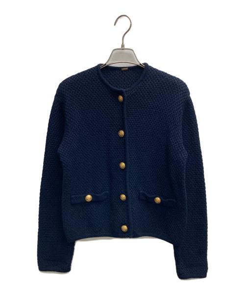 Mila Owen（ミラオーウェン）Mila Owen (ミラオーウェン) 金釦ノーカラーカーディガン ネイビーの古着・服飾アイテム