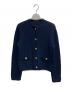Mila Owen（ミラオーウェン）の古着「金釦ノーカラーカーディガン」｜ネイビー