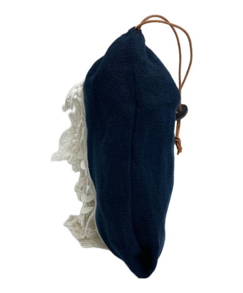 mina perhonen（ミナ ペルホネン）mina perhonen (ミナ ペルホネン) 巾着ポーチ ネイビーの古着・服飾アイテム