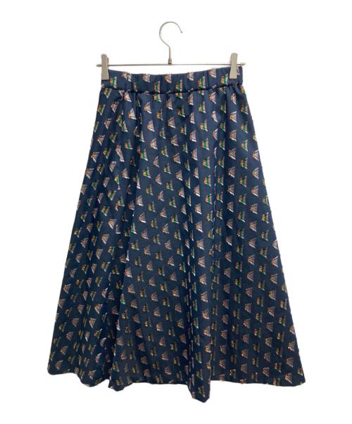 Diagram（ダイアグラム）Diagram (ダイアグラム) ジオメジャガードフレアスカート ネイビー サイズ:Mの古着・服飾アイテム