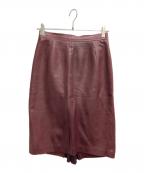 LOEWEロエベ）の古着「ナッパレザータイトスカート」｜レッド