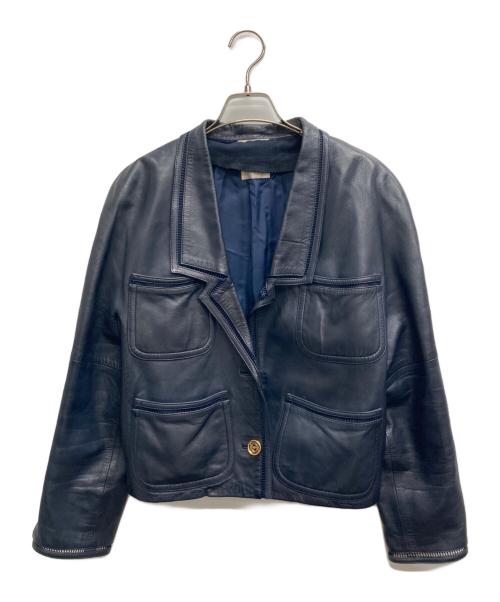 LOEWE（ロエベ）LOEWE (ロエベ) ナッパレザージャケット ネイビー サイズ:４２の古着・服飾アイテム